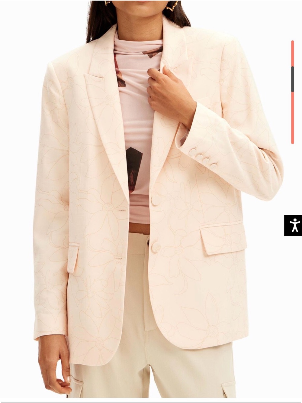 Desigual Pale Pink Floral tone on tone Blazer
